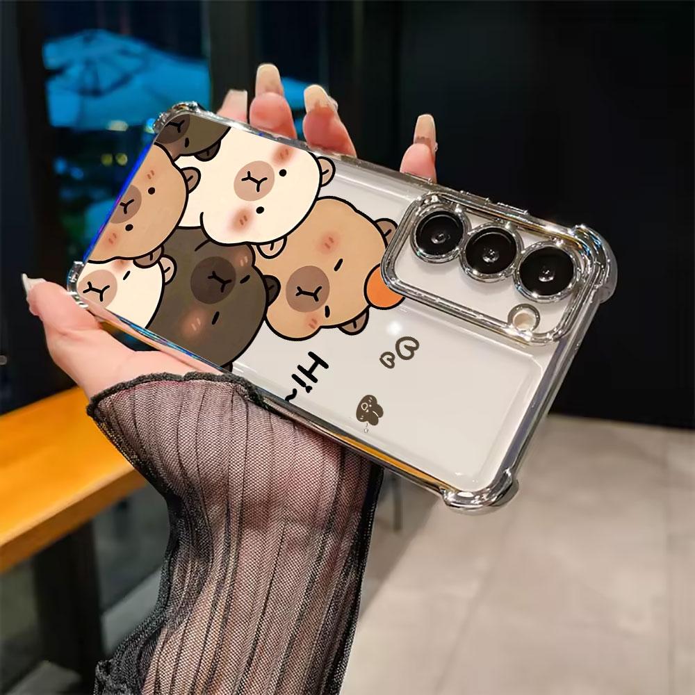 Capybara Cartoon Animal Funda For Samsung S26 Ultra Phone Case For Galaxy S25 FE S26 S24 S23 S22 S21 Ultra S20 Plus Clear Cover