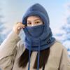 Men's Fluffy Winter Pullover Hat with Face Mask, Warm Scarf, and Velvet Windproof Ear Protection
