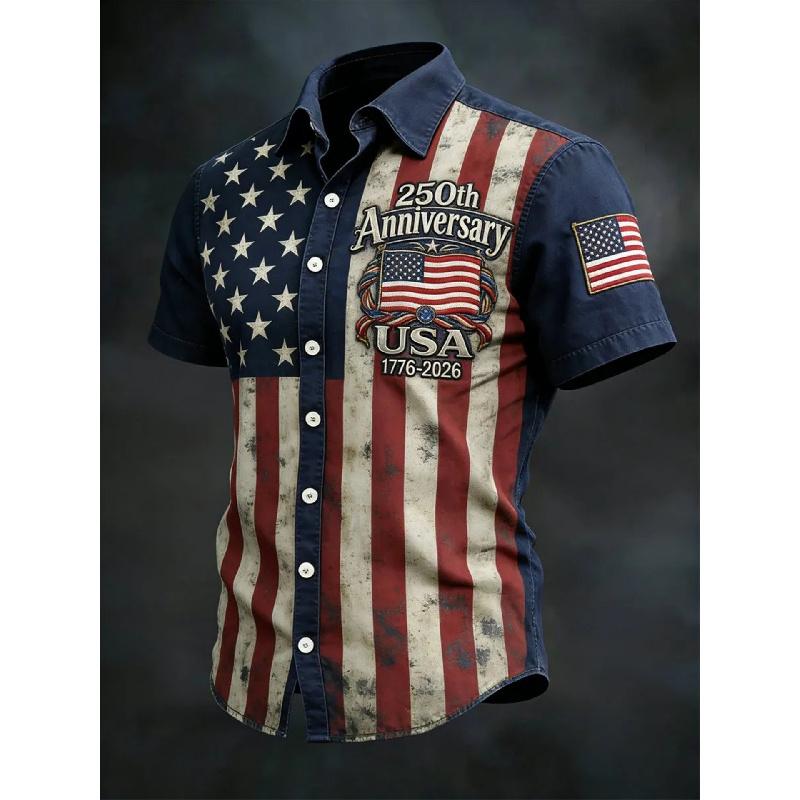 New Summer Men's Printed Casual Breathable Loose Short-Sleeve Shirt