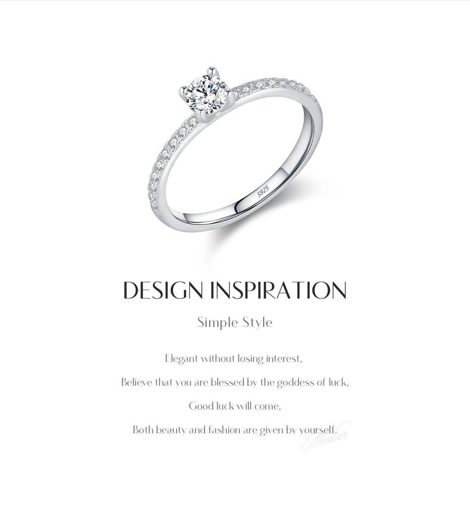 MODIAN Moissanite Engagement Ring for Women - D Color, S925 Silver, Luxury Niche Design with Shiny Pave Setting