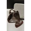 Saddle leather first layer cowhide hobo armpit bag women's retro solid color tote bag versatile commuter shoulder bag