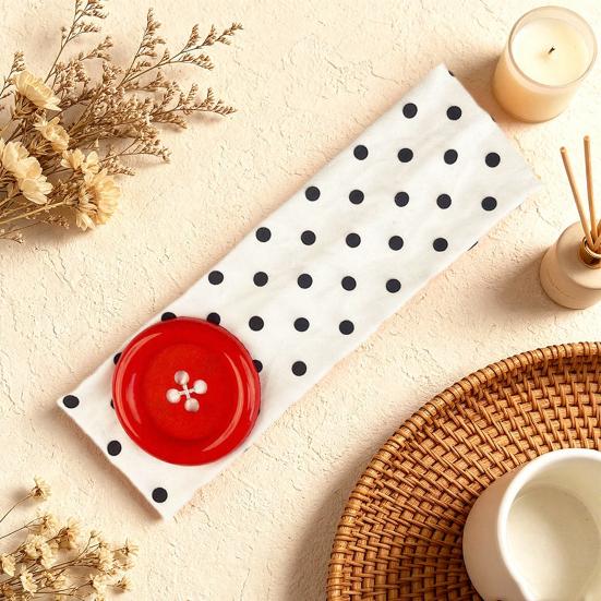 Summer Elastic Headband, Pure Color Dot Print Headband with Button Decor, Versatile Hair Accessories for Daily Party Outing Hair Decoration