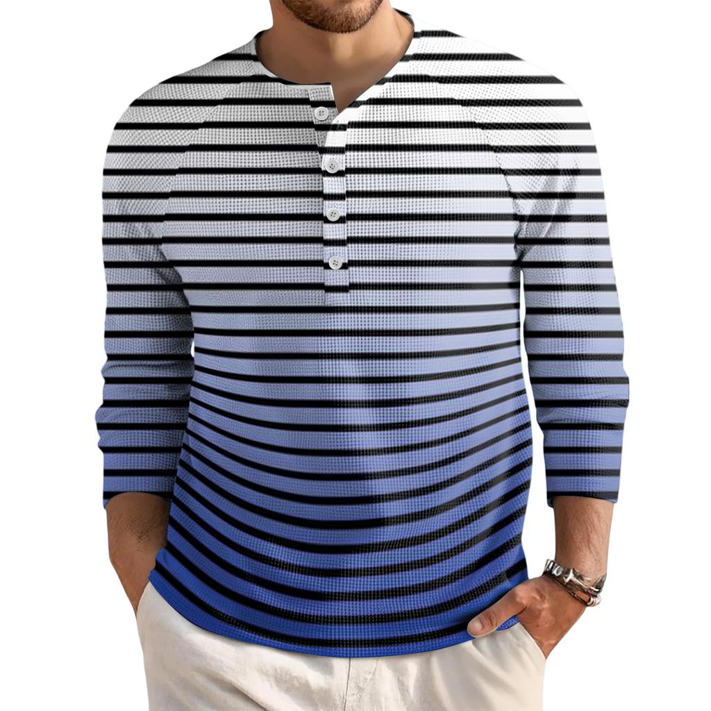 Men's Loose Casual Button Down Collar Long Sleeve Top