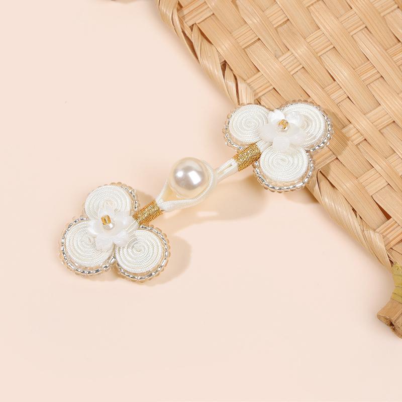 Traditional Handmade Frog Buttons Chinese Style Faux Pearl Green Bead for Cheongsam DIY Craft Sewing Apparel Decoration