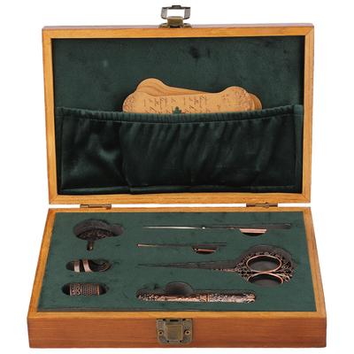 Vintage Embroidery Scissors Set Wooden Stainless Steel Sewing Box Scissors Kit Multifunctional Sewing Embroidery Tools