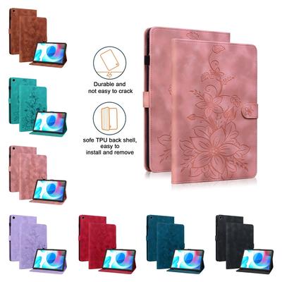 For Realme Pad Mini (Models  RMP2105, RMP2106) PU Leather Exquisite Floral Embossed Design Tablet Case