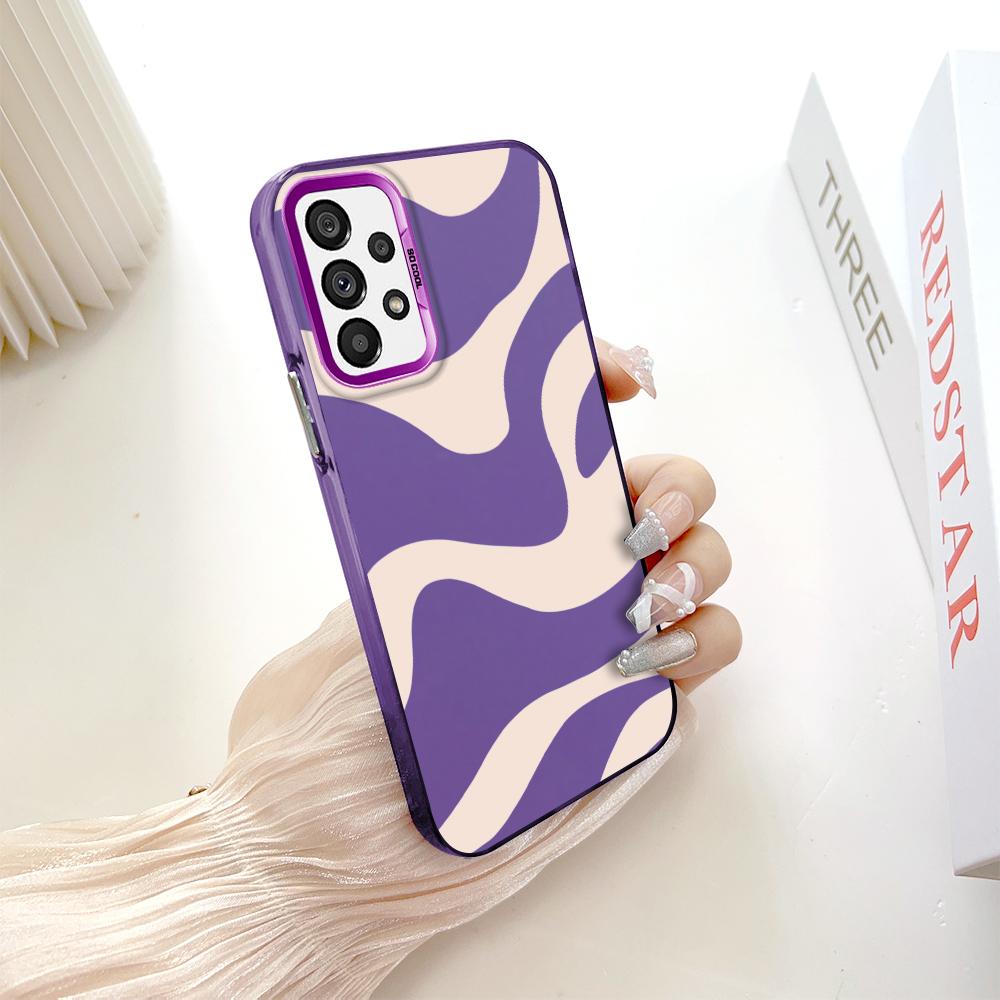Painted Pattern Colorful Sliver Double Sided Hard Shell Shockproof Anti-fall Phone Casing for Samsung