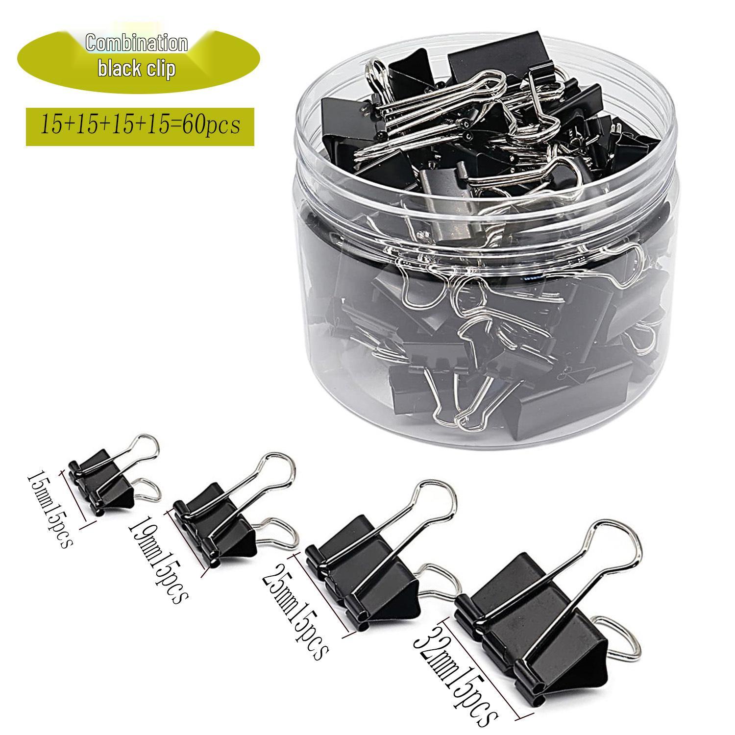 Black Long Tail Clip Office Stationery Set: Multi-spec Swallowtail & Ticket Clips
