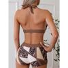Swimsuit split two-piece leopard print stitching sexy brown seaside vacation bikini set with cross straps