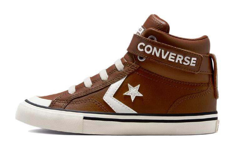 Converse Pro Blaze Strap Comfortable High top Kids Skateboarding Shoes Khaki Brown 672121C 34