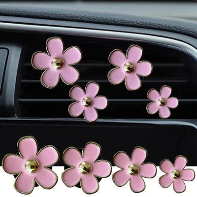 New 4-piece Car Accessories Daisy Design Air Outlet Perfume Decorative Clip Portable Mini Flower Car Air Freshener Diffuser Clip