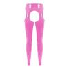 Women Cut Put Underpants Wet Look Thigh-High Tights Suspender Pants Leggings Shiny Leather Long Trousers Club StagePerformance