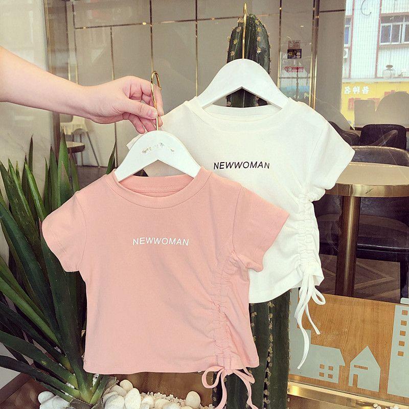 Girls' Short Sleeved T-shirt Summer Outfit Korean Girls' Top Simple Style Letter T-shirt