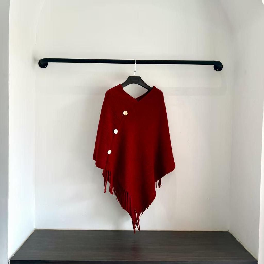 Damen Strickpullover Schal in Unifarbe: Vielseitiger Frühlings- und Herbst-Cardigan-Schal für klimatisierte Räume.