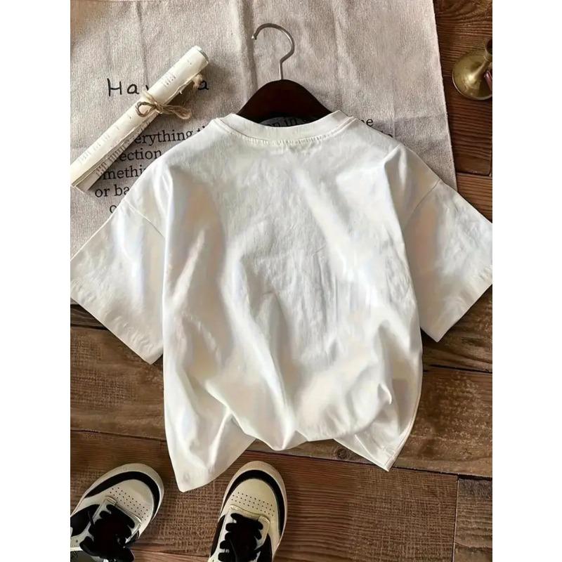 European Sizes Girls T Shirt Bubble Tea And Donut Cartoon Print Funny Printing T Shirt Best Gift for Kids Girls Breathable