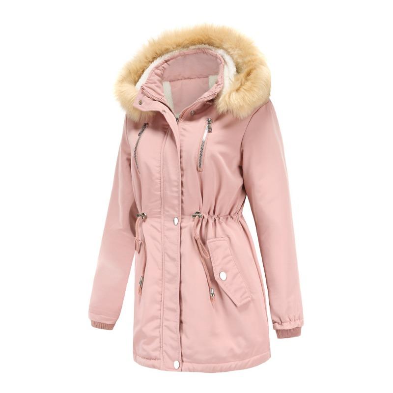 Winter Women's Thickened Lamb Fleece Cotton-padded Jacket Women's Loose Women's Cotton-padded Jacket Detachable Cap and Fleece Jacket