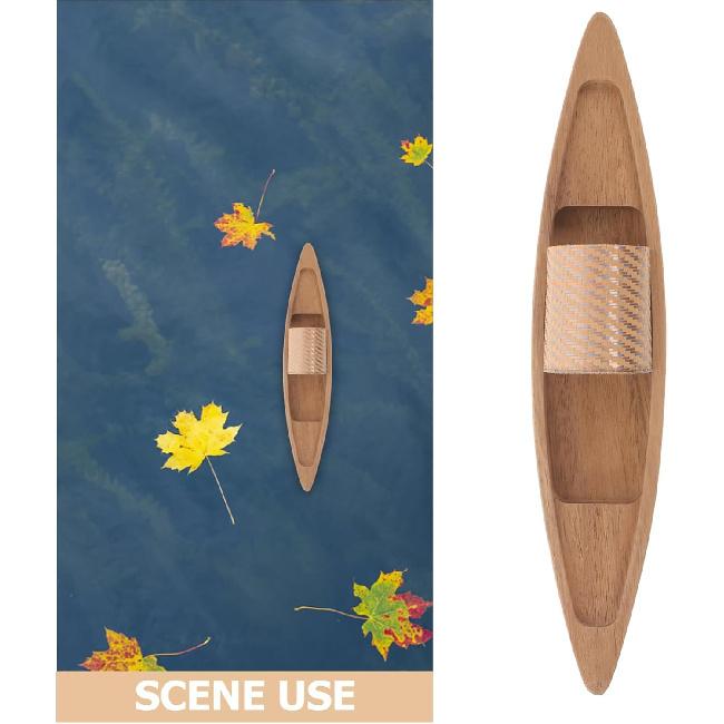 Unfinished Wooden Boat Model Wood Boat Canoe Nautical Fishing Boat Desktop Boat Wood Craft Ocean Landscape Ornament for DIY Project Supply