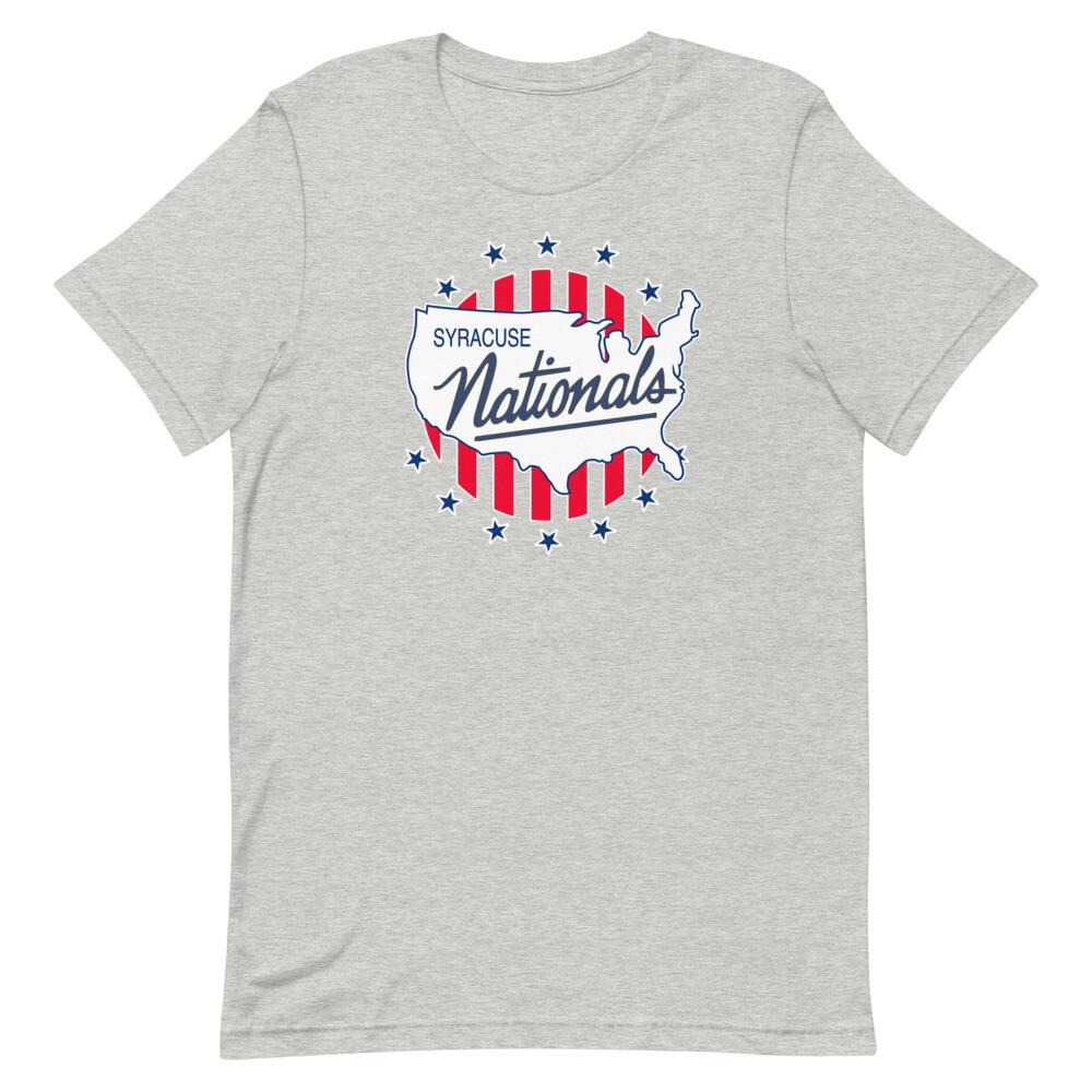 

Syracuse Nationals Athletic Heather Gray Graphic Tee Shirt Unisex t-shirt Unisex T-Shirt S