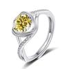 Bague Ringen Anello di Fidanzamento da Donna con Pietra Mosang Love a Croce da Un Carato Oro Puro Argento 925 Gioielli da Matrimonio Misura Regolabile