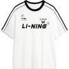 Li Ning Sports Fashion Series Letter Stripe Print Round Neck Loose Comfortable Casual Short Sleeve T-Shirt Unisex Tops White AHSU657-1(TEAM702-3.4.5)