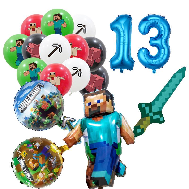 MC Pixel Games Birthday Party Decorations Tableware Cup Plate Napkin Tablecloth My World Balloon Party Favors Gifts Supplies
