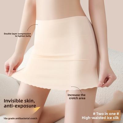Women's Summer Thin High Waist Belly No Trace Anti Go Out of Light Not Roll The Edge of The Bottom Safety Underwear