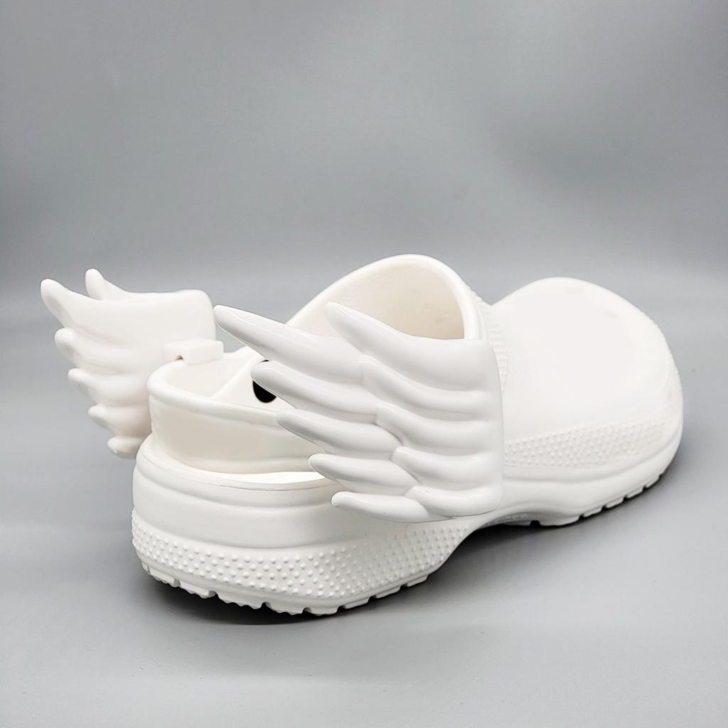 2 Pairs Shoe Wing White ABS Washable with Buckle Wing Shoe Attachment Accessory for Decoration