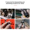 11 Piece Comprehensive Valves Seal Removal and Installer Tool Set For Multiple Vehicle Types Including Blue Storage Case