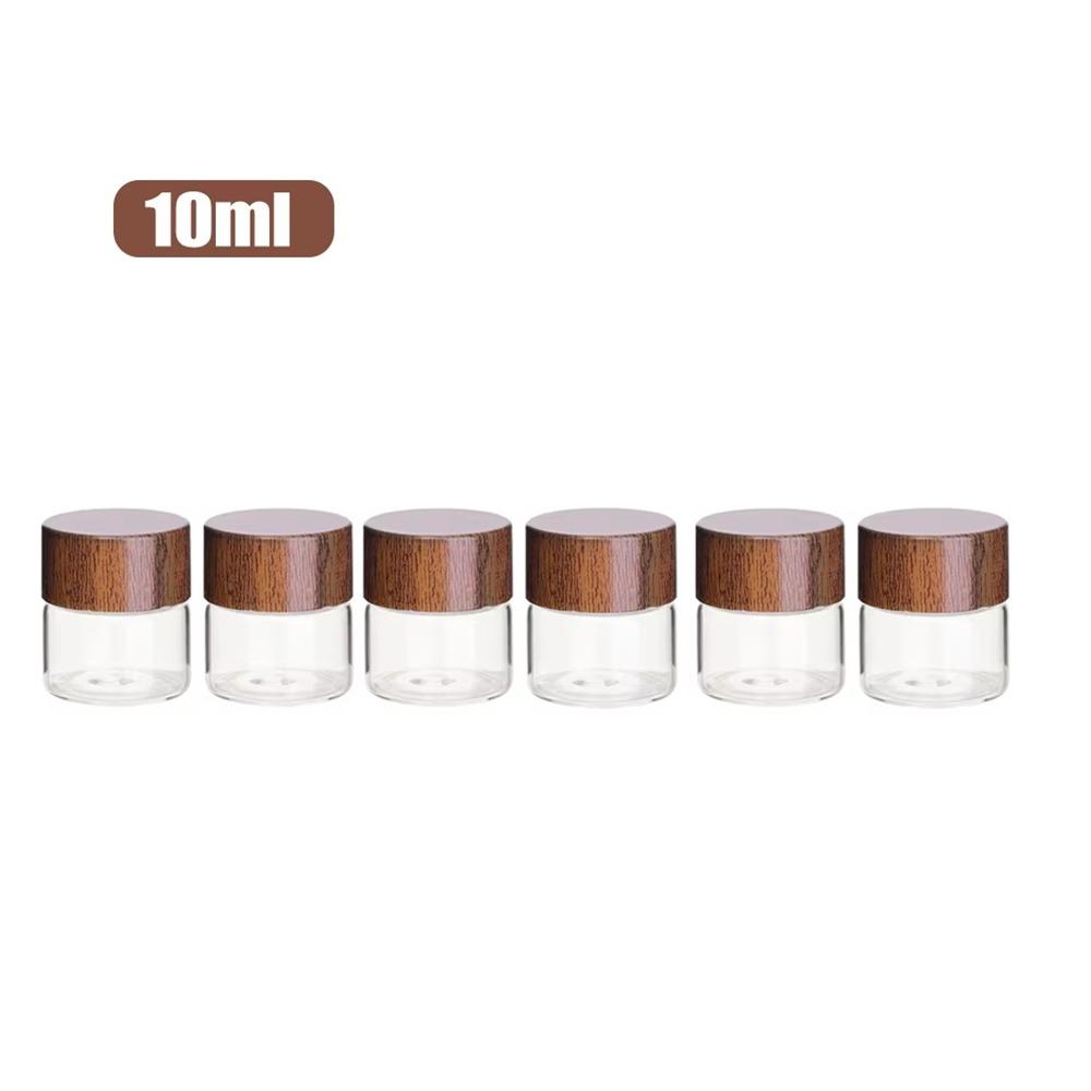 6PCS 10/20/30 ML Wooden Lid Mini Glass Bottles Transparent Food Grade Small Spice Jars Golden Bean Bottle Sealed