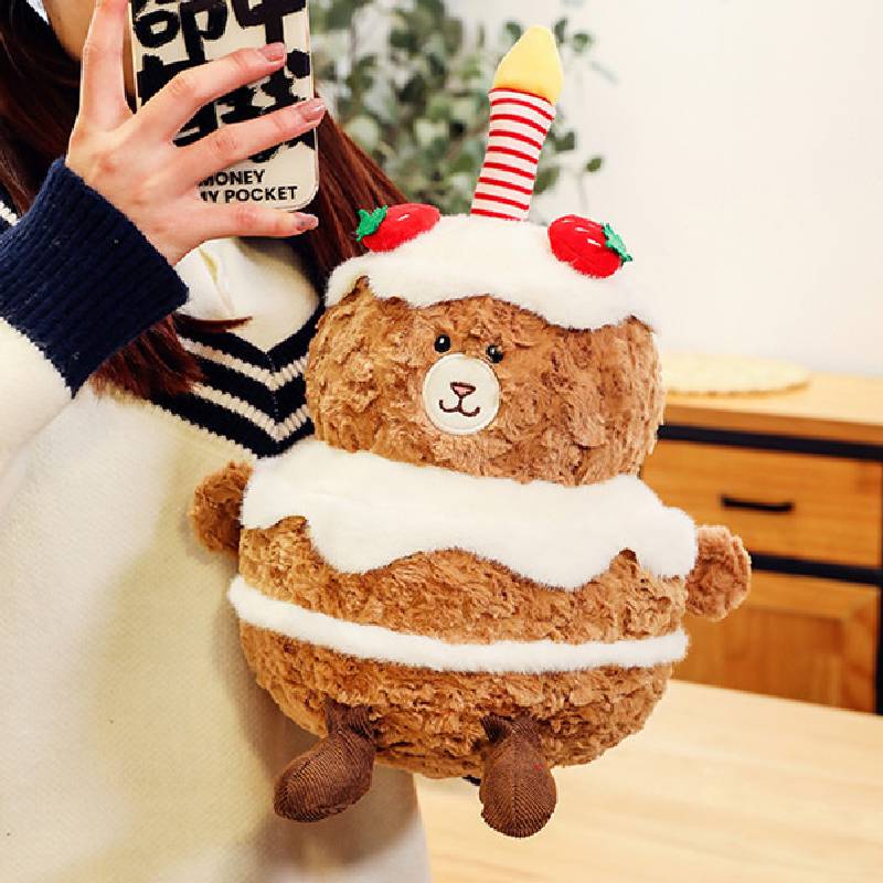 Bear Cake Plush Toy Stuffed Doll Throw Pillow Cartoon Decorative Kids Gifts