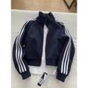 Womens Oversized Cotton Hooded Stand Collar Track Jacket 2025 Casual Sporty Sweatshirt With 3-Stripe Design