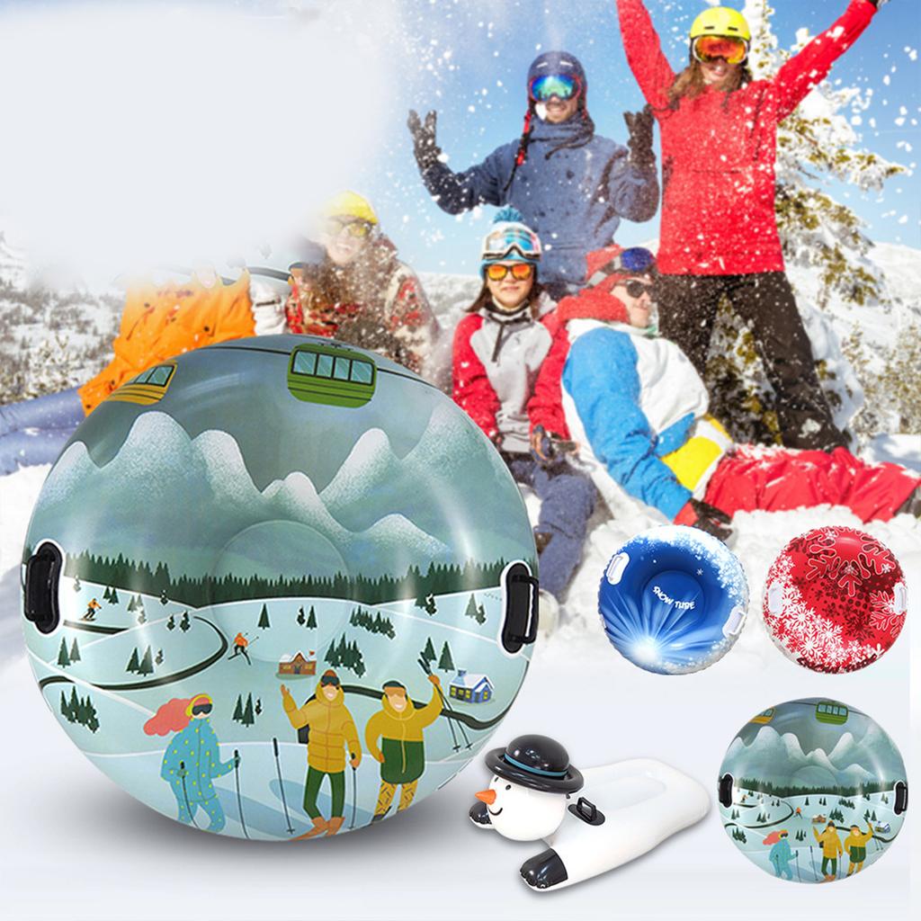Folding Inflatable Snow Tube Sled with Handles Thicken PVC Snow Tubing Winter Snow Tube Winter Outdoor Sports Toys