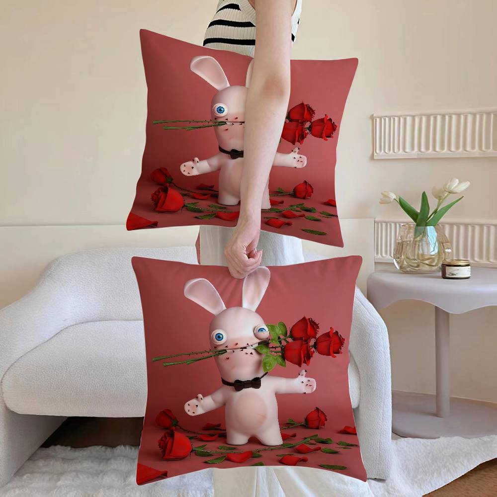 R-Raving Rabbids Pillow Case Anti-dustmite Pillowcase Invisible Zipper Silky Sofa Cushion Cover
