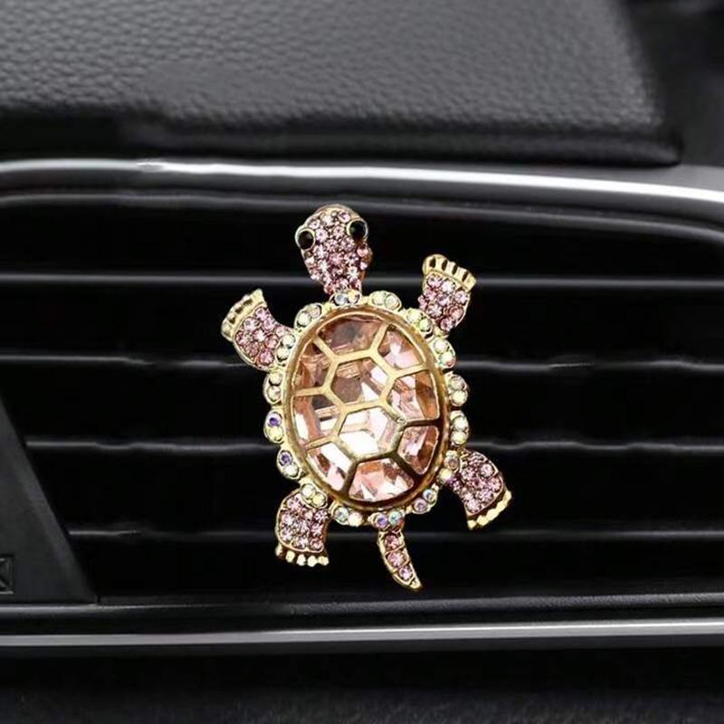 1pc Crystal shiny cute Turtle Air Outlet Decorations Car Air Conditioner Air Vent Personalized Interior Decoration Accessories