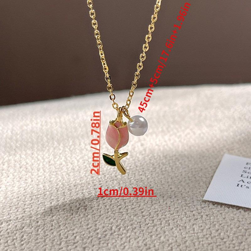 Creative Fashionable Tulip Necklace Elegant Multifunctional Collarbone Pendant Birthday Anniversary Christmas Gift