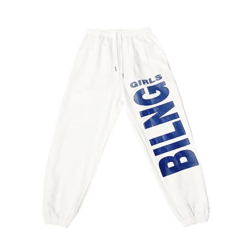 Einfarbige Sporthose für Damen, locker sitzende Hip-Hop-Hose, weibliche Jazz-Hip-Hop-lange Jogginghose, bedruckt