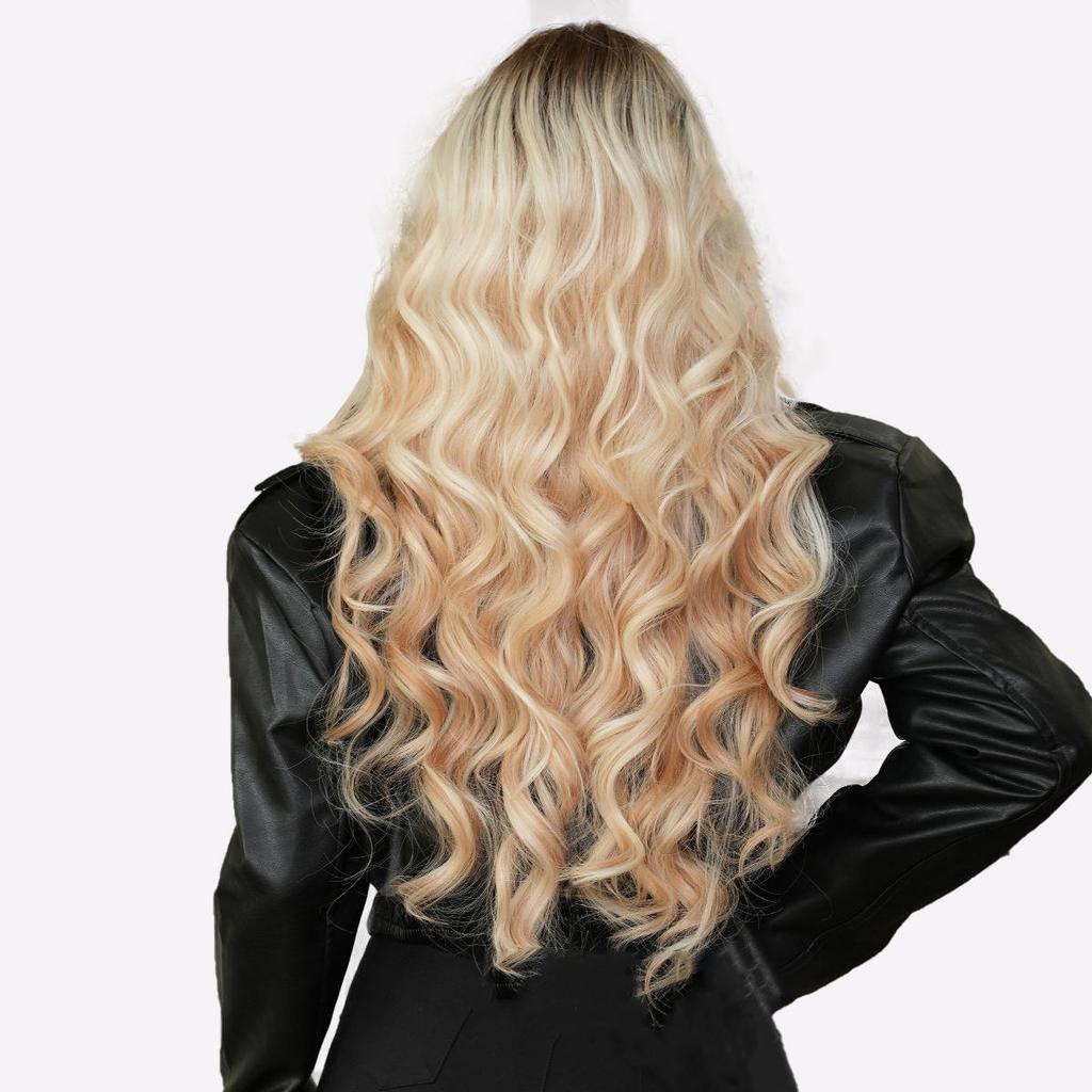 28" Balayage Dantel Ön Peruk - Çok Tonlu Seçeneklerle El Bağlamalı Japon Kanekalon Isıya Dayanıklı Kıvırcık Saç Parçası