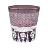 Retro Kiriko Glass Current Model J-kitchens Cup, 85xH90mm, 260cc, Sashiko, Purple, Kasho,