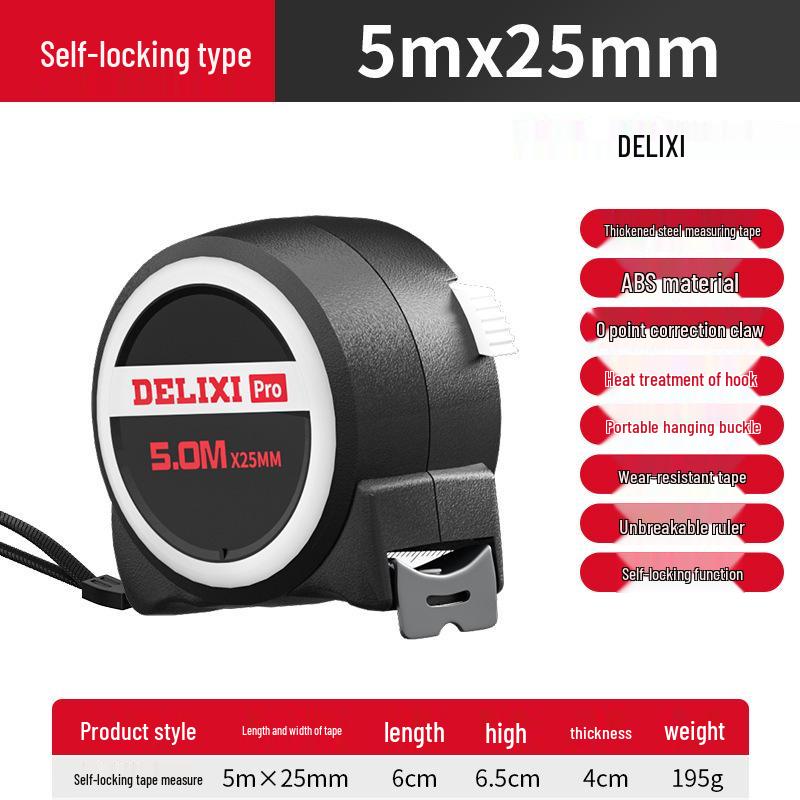 Delixi Steel Tape Measure: Thickened and Hardened, 5m/3m/10m Options, Durable Household Ruler