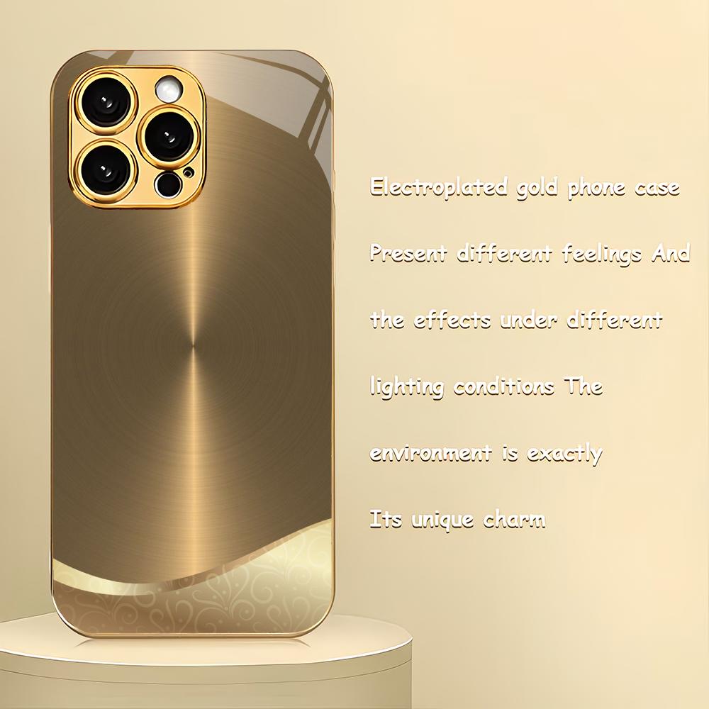 Texture design pattern electroplated glass phone case suitable for iPhone 17 16 15 14 13 12 11Pro/Max/Plus shockproof back cover