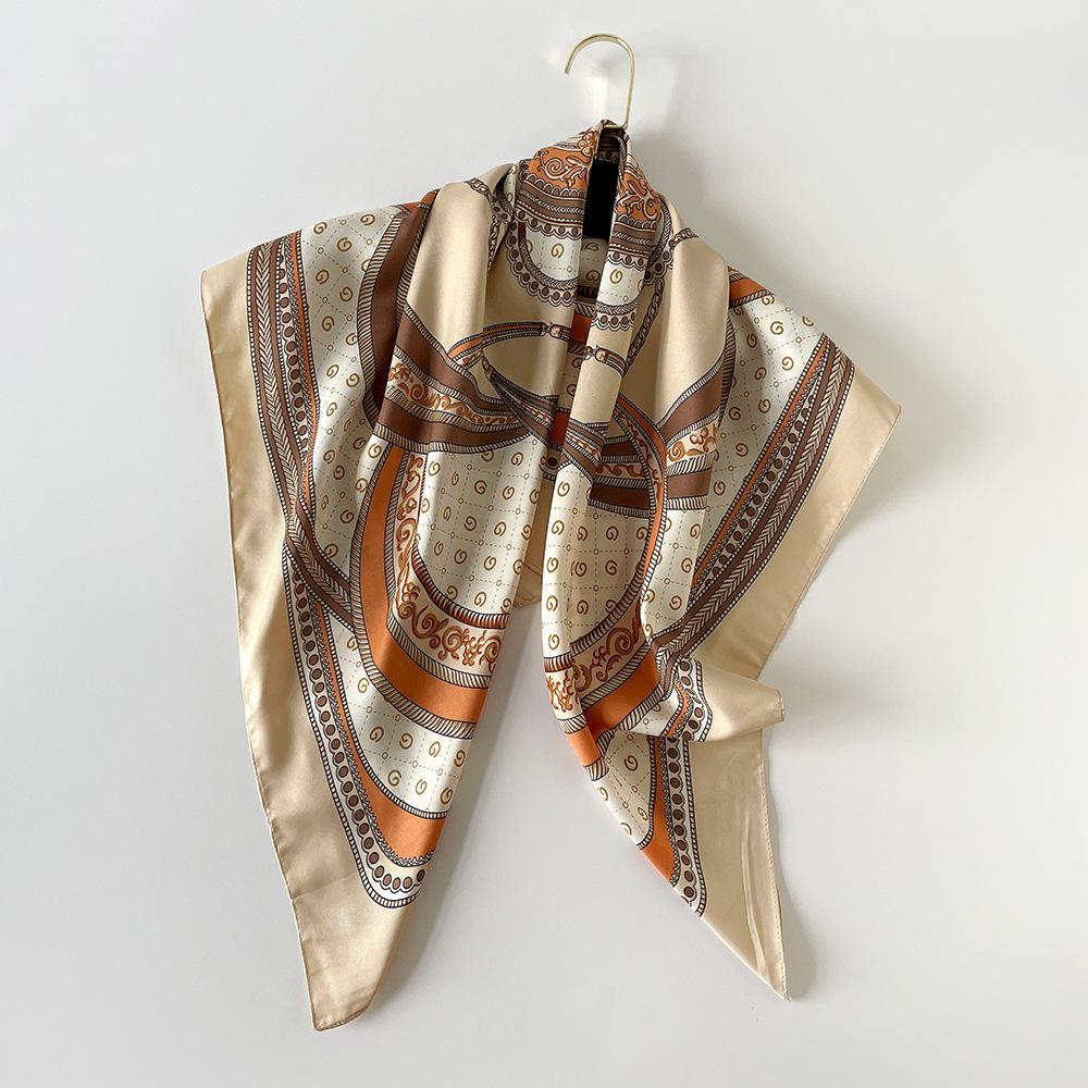 New Spring and Summer Twill Printed Silk Scarf for Women High-end Design  Square Scarf  Fashionable Sunscreen  Headscarf