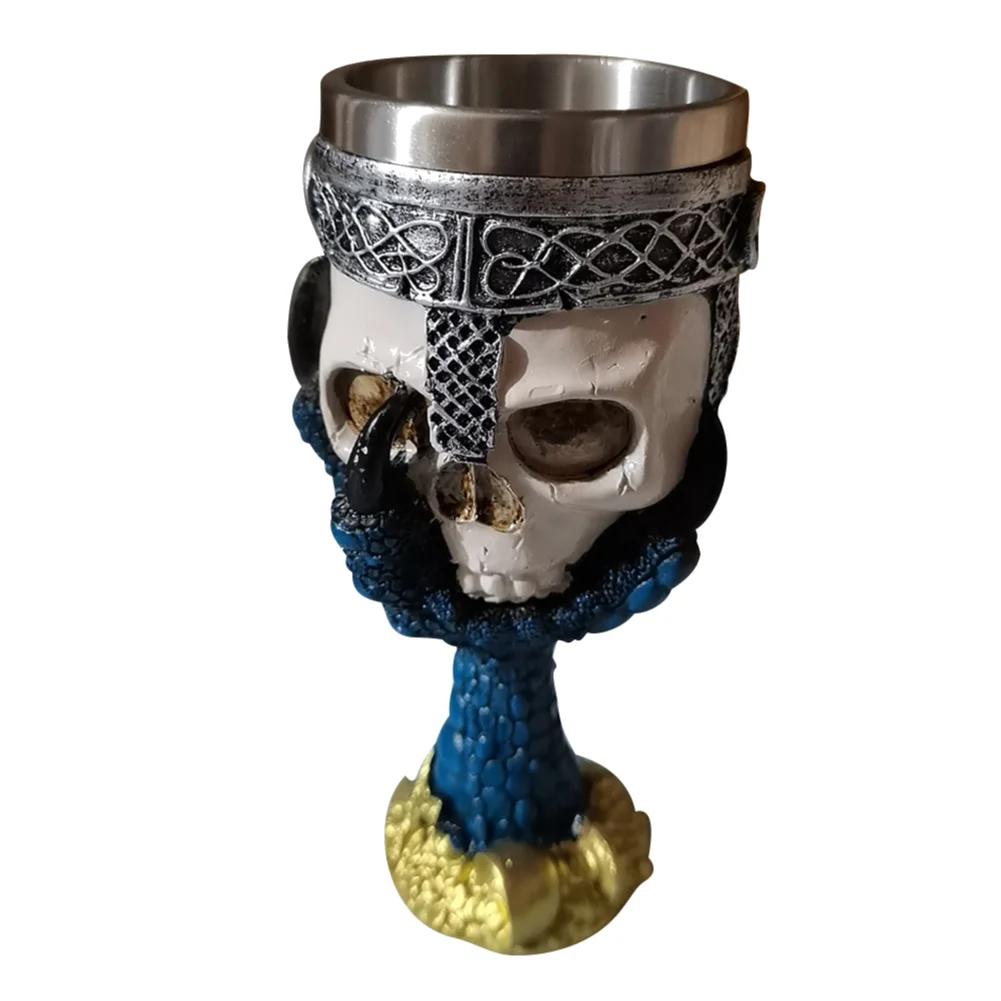 Edelstahl Totenkopf Tasse Bier Kaffee Tasse Wikinger Trinkbecher Skelett Harz Bier Tasse Halloween Geschenk Dekoration Ornament
