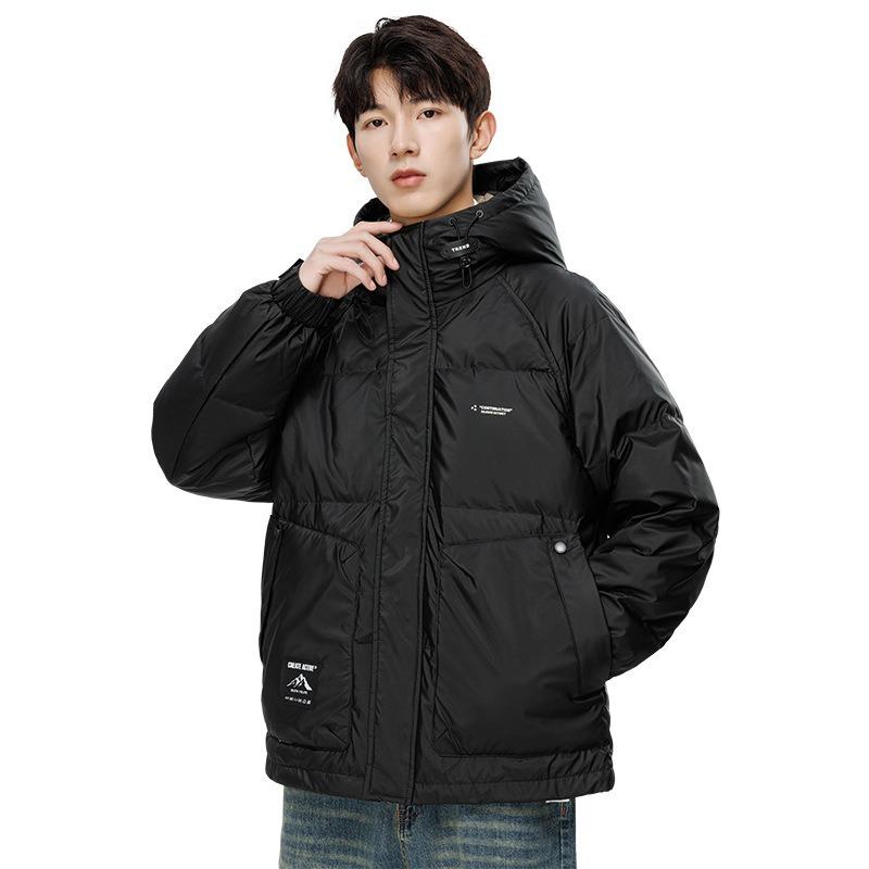 New winter men's short bread jacket down jacket fashion trendy brand casual loose white duck down hooded jacket men