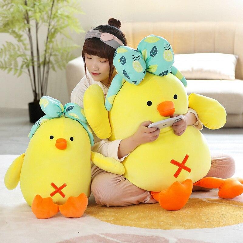 28 /50 /70cm Kawaii Chicken With Bow Plush Doll Baby Soft Stuffed Sleeping Chicken Pillow Animal Plush Toys Kids Cartoon Gifts