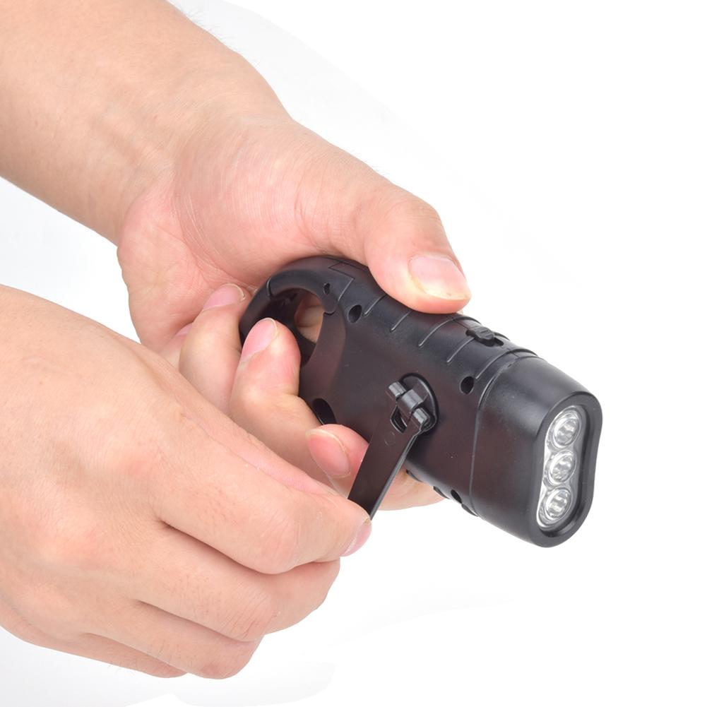 AT5503 ABS Plastic Solar Hand Crank Flashlight Emergency LED Portable Torch for Climbing