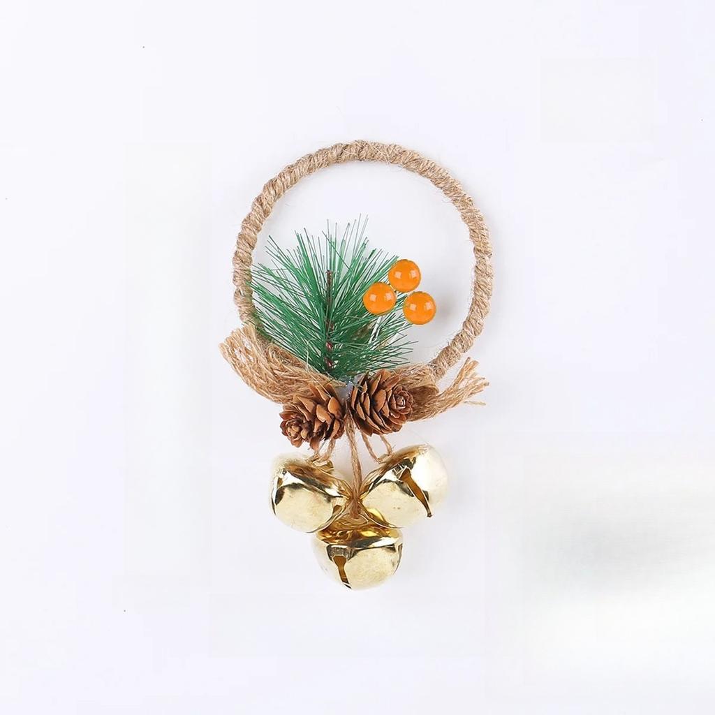 Cloche Jingle Noël 1PC: Couleurs Mélangées, Cloche Traîneau Classique Avec Baies Rouges, Nœuds À Carreaux, Décor Arbre Noël