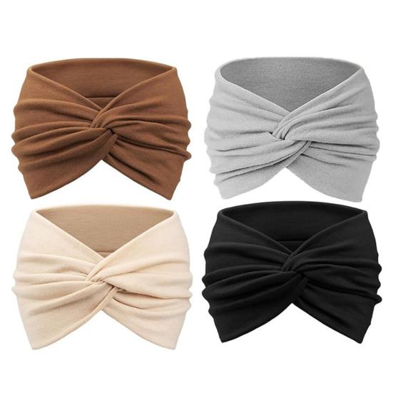 4 bucăți bentită elastică moale, cu design bun cu nod elastic, bandă de păr, culoare solidă, elastică, lavabilă, accesoriu de păr