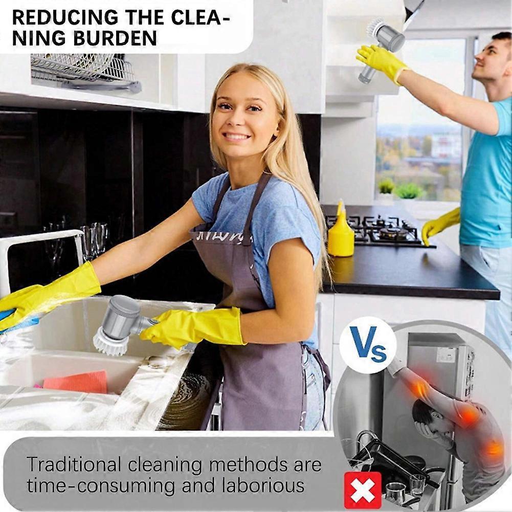 Cordless Electric Spin Scrubber - Rechargeable Power Cleaning Brush with Replaceable Heads for Bathroom, Kitchen, Tiles, Floors