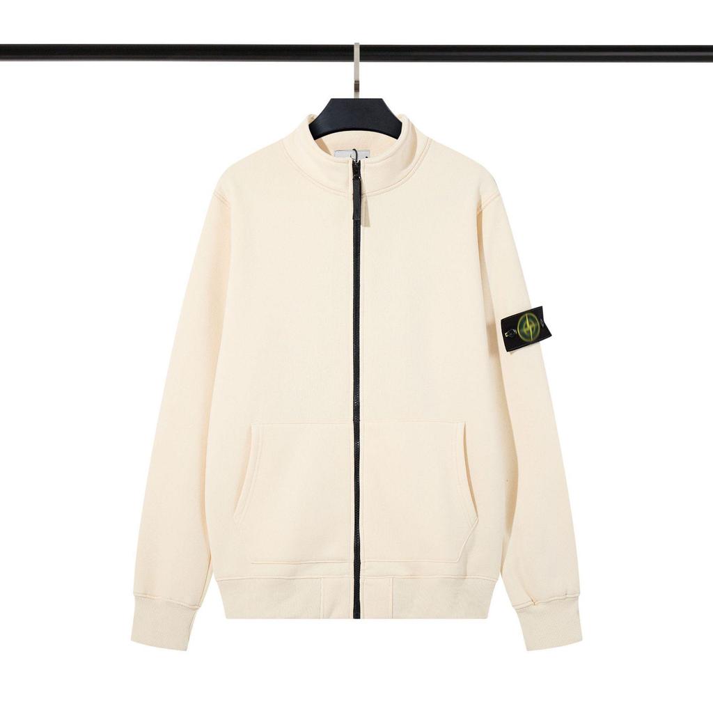 Cross Classic STEIN Stehkragen Reißverschluss Strickjacke Frottee Ärmel Abzeichen Lässige Herrenjacke