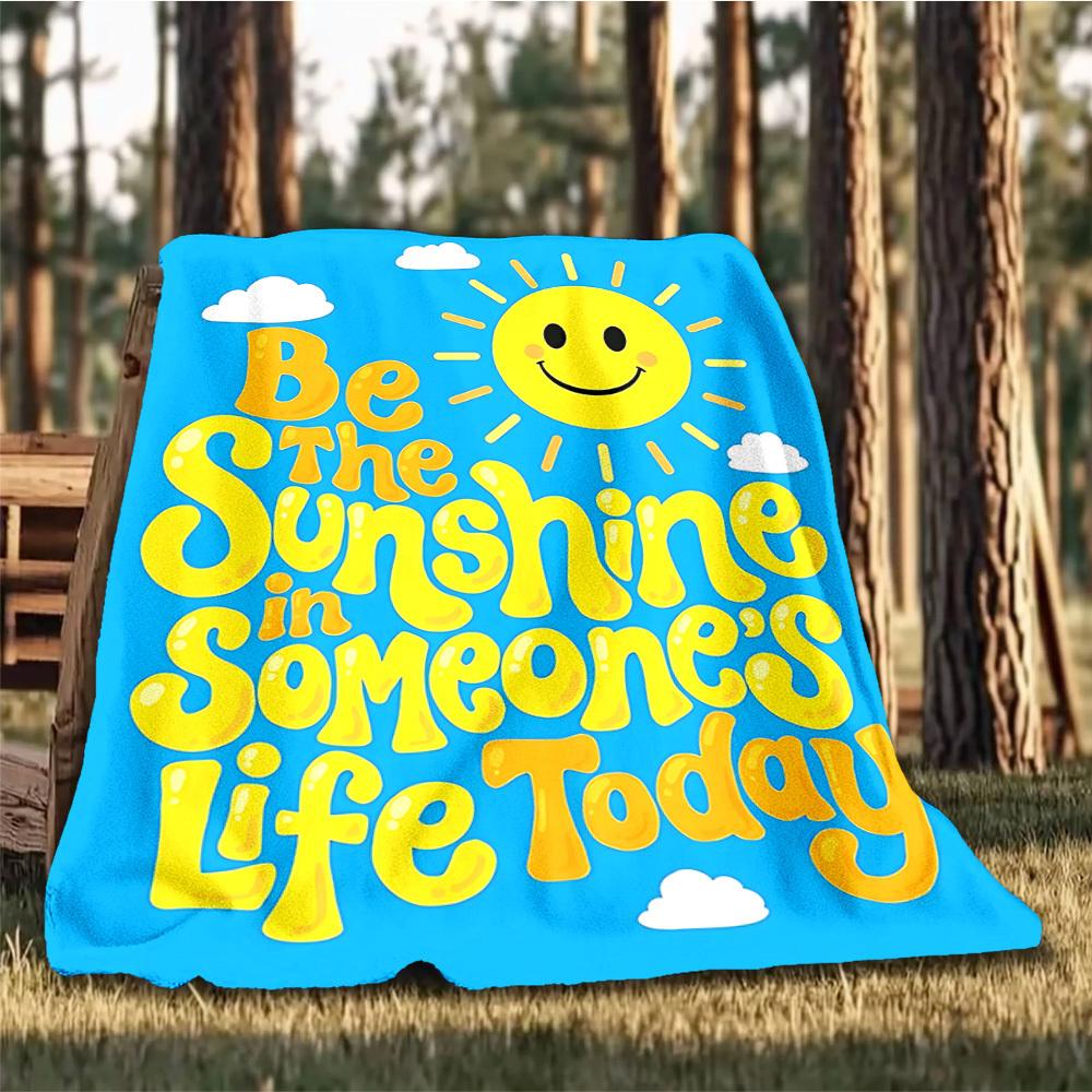 

1pc Sunshine Outdoor Blanket - Soft Flannel Cozy for Travel & Camping - All-Season Warm Bed Cover, Machine Washable yy251229075 75x90cm